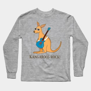 Kangaroos Rock, Funny Cute Kangaroo Australian Long Sleeve T-Shirt